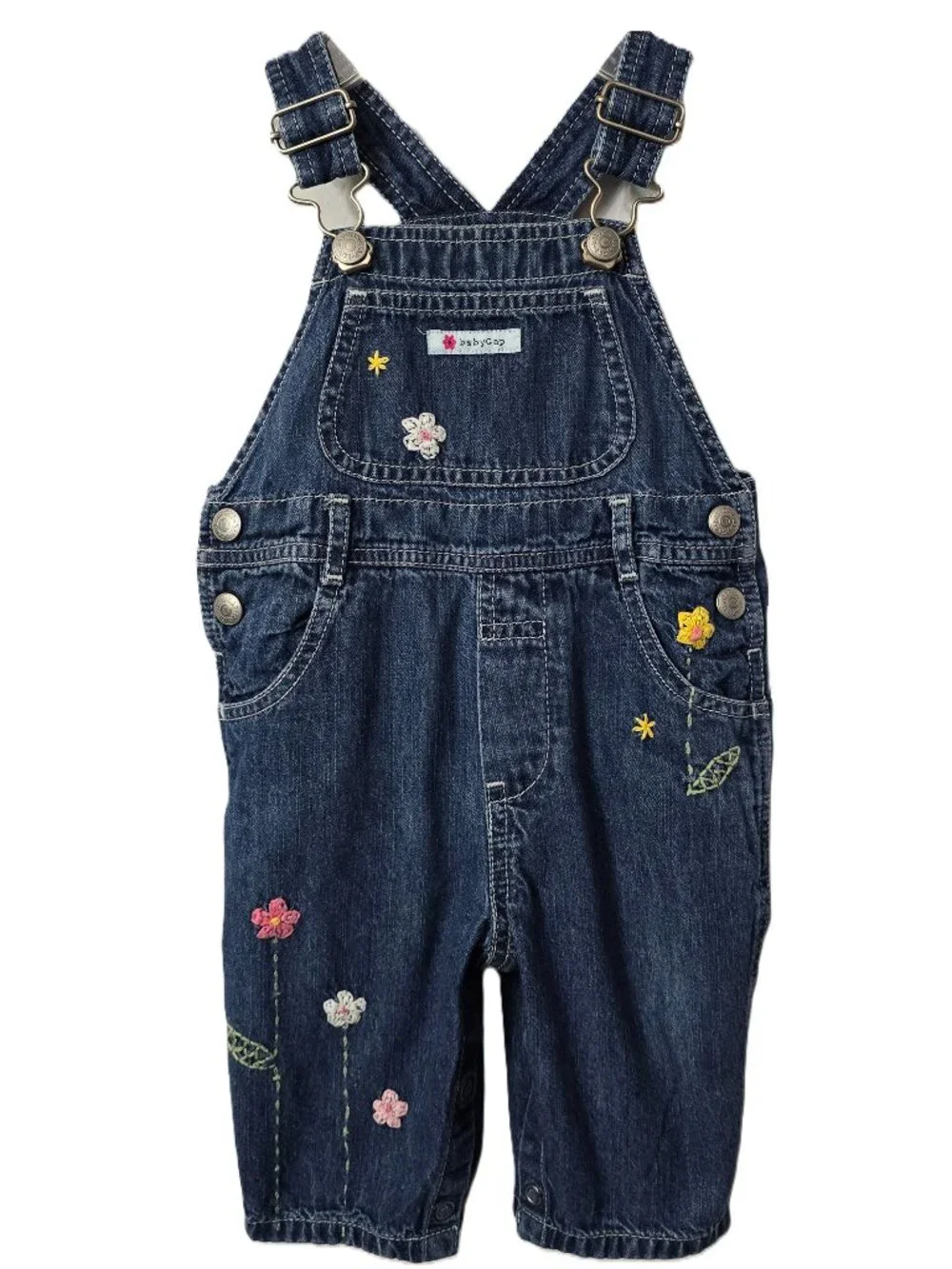 Vintage Baby GAP Denim Overalls 3 6 month Embroidery Flower Fall Pumpkin Y2K 90s